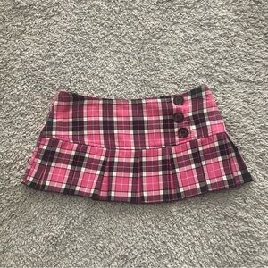 Vintage Valia Y2K Plaid Pink and Black Micro Mini Skirt